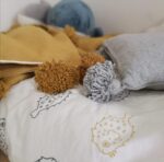 Pom Pom Wool Throw Blanket – Handwoven Moroccan Blanket