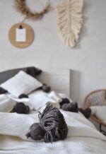 Pom Pom Wool Throw Blanket – Handwoven Moroccan Blanket