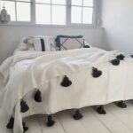 Pom Pom Wool Throw Blanket – Handwoven Moroccan Blanket