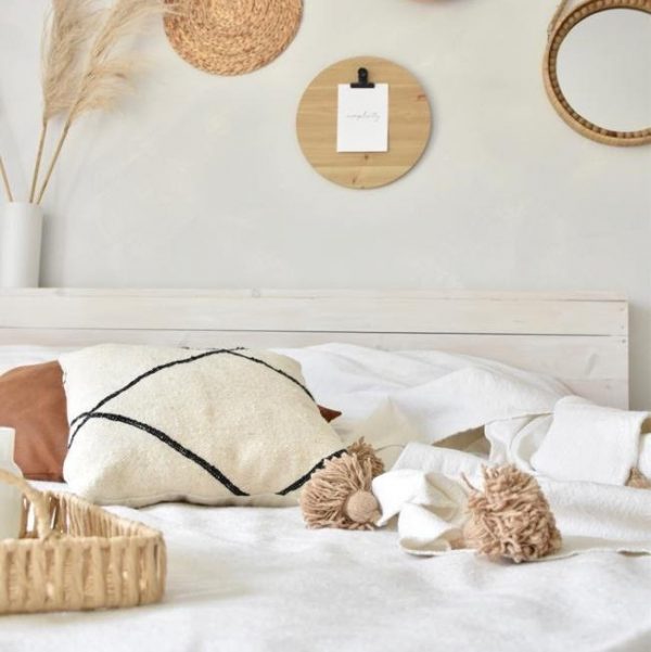 Pom Pom Wool Throw Blanket – Handwoven Moroccan Blanket