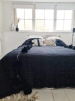 Pom Pom Wool Throw Blanket – Handwoven Moroccan Blanket