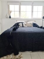 Pom Pom Wool Throw Blanket – Handwoven Moroccan Blanket