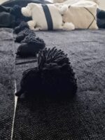 Pom Pom Wool Throw Blanket – Handwoven Moroccan Blanket