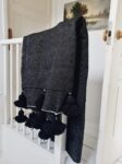 Pom Pom Wool Throw Blanket – Handwoven Moroccan Blanket