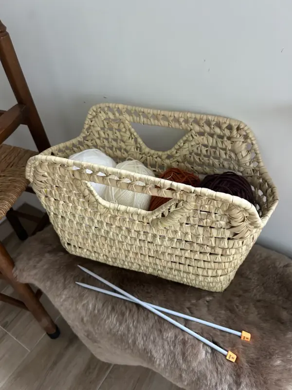 Handmade Palm Leaf Magazine Rack – Personalized Storage Bask