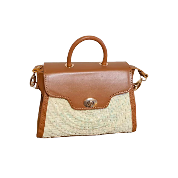 Rio Woven Palm and Leather Bag – Handmade Rectangular Summer