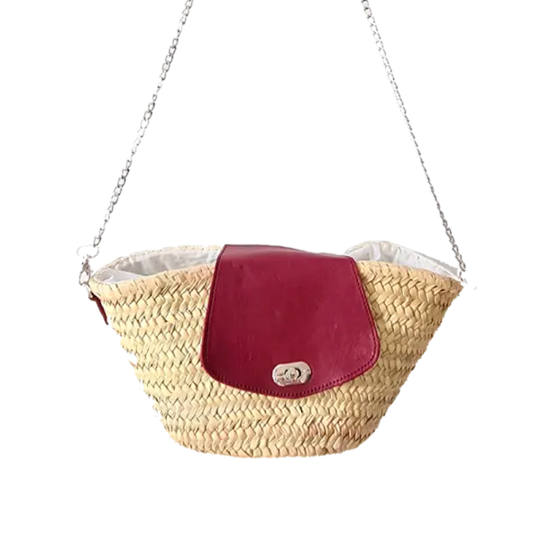 Deauville Crossbody Bag – Handwoven Palm Fiber with Lamb