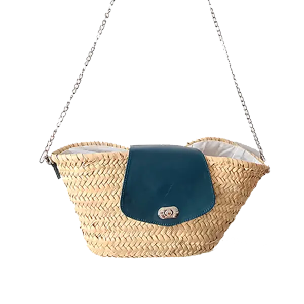 Deauville Crossbody Bag – Handwoven Palm Fiber with Lamb