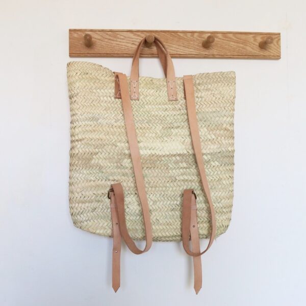 Moroccan Straw Backpack with Adjustable Leather Straps