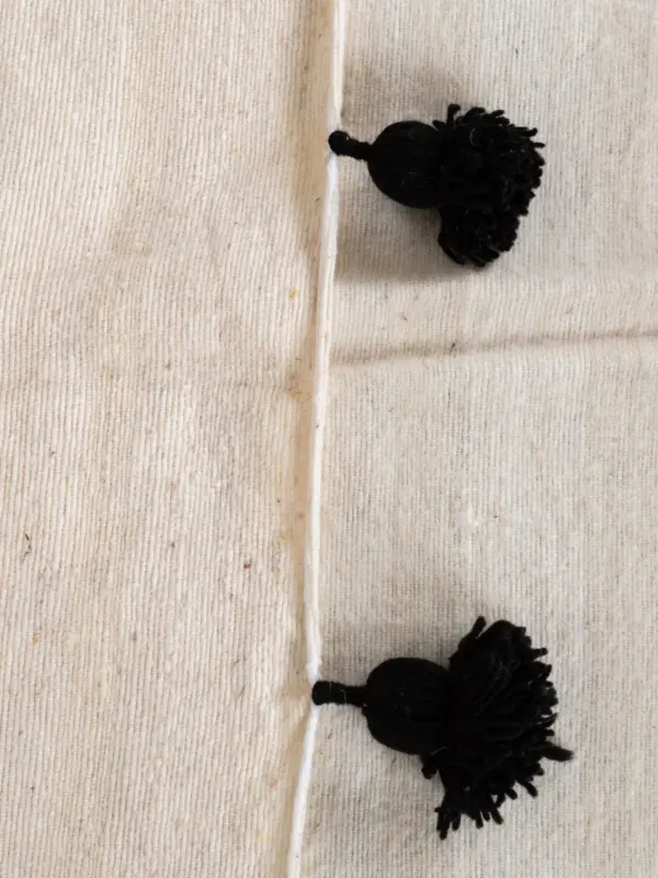 Pom Pom Wool Throw Blanket – Handwoven Moroccan Blanket
