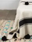 Pom Pom Wool Throw Blanket – Handwoven Moroccan Blanket