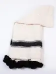 Pom Pom Wool Throw Blanket – Handwoven Moroccan Blanket