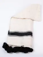 Pom Pom Wool Throw Blanket – Handwoven Moroccan Blanket