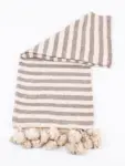 Pom Pom Wool Throw Blanket – Handwoven Moroccan Blanket