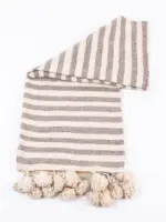 Pom Pom Wool Throw Blanket – Handwoven Moroccan Blanket