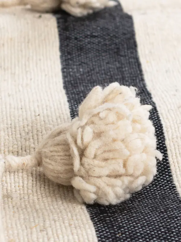 Pom Pom Wool Throw Blanket – Handwoven Moroccan Blanket