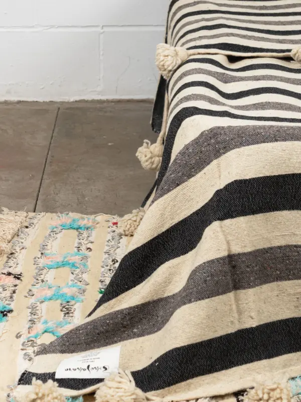 Pom Pom Wool Throw Blanket – Handwoven Moroccan Blanket