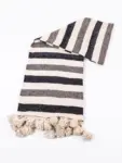 Pom Pom Wool Throw Blanket – Handwoven Moroccan Blanket