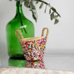 Mini Sequin Straw Basket – Handwoven Boho Basket for Home or Outings (12 cm)