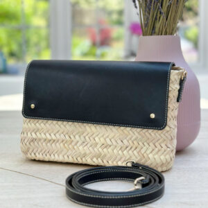 Antibes Luxe Leather Rectangle Clutch – Black Elegance