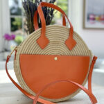 St Tropez Luxe Leather & Raffia Round Basket Bag – Crossbody