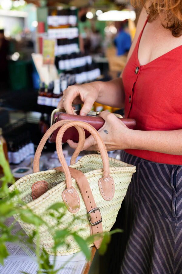 Crossbody Tiny Purse Market Basket with Buckle – Mini Handwoven Bag with Dual Carry Options