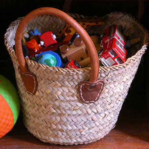 Wee Little Tote Market Basket – Mini Handwoven Palm Leaf Basket for Gifts or Market Finds