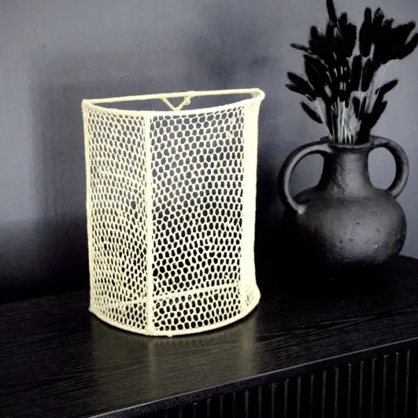 Honeycomb Wicker Wall Sconce – Medium Handmade Moroccan Wall