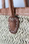 Leather Handle Market Tote – Handwoven Palm Leaf Bag from Mo