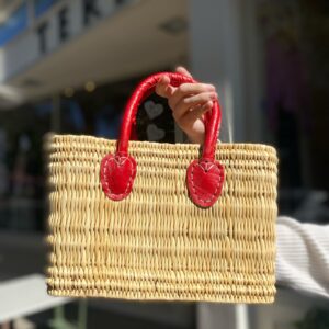 Handwoven Reed Basket with Brown Leather Handles – 3 Sizes