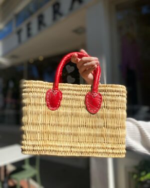 Handwoven Reed Basket with Brown Leather Handles – 3 Sizes