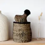 Raffia Storage Box – Black Handwoven Organizer from Morocco