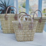 Sophie Tapered Stacking Reed Basket – Short Leather Handles