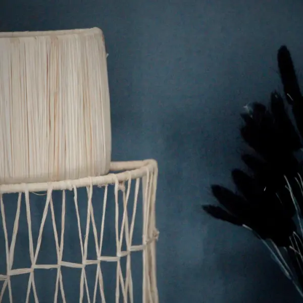 Raffia and Wrought Iron Wall Sconce – Handmade Moroccan Light Fixture