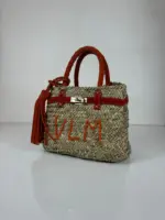 Real Suede Straw Personalised Bag – Handwoven Moroccan Basket with Suede Detail