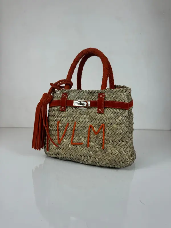 Real Suede Straw Personalised Bag – Handwoven Moroccan Basket with Suede Detail