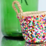 Mini Sequin Straw Basket – Handwoven Boho Basket for Home or Outings (12 cm)