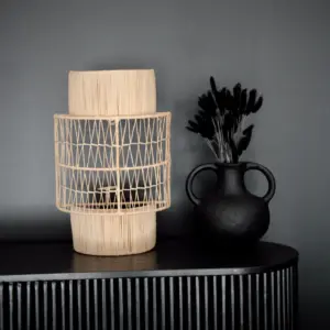 Raffia and Wrought Iron Wall Sconce – Handmade Moroccan Light Fixture