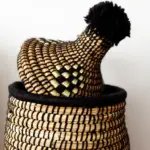 Raffia Storage Box – Black Handwoven Organizer from Morocco