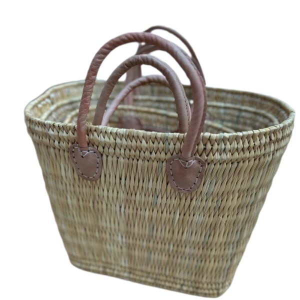 Sophie Tapered Stacking Reed Basket – Short Leather Handles