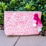 Straw Clutch with Pink Sequins – Handcrafted Moroccan Evening Bag with Removable Wristlet