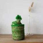 Raffia Storage Box – Green Handwoven Organizer from Morocco