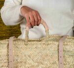 Green Doum Straw Backpack Basket – Handmade with Genuine Leather