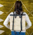 Moroccan Green Doum Backpack with Leather Trim – Handcrafted