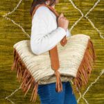 Straw Bag with Fringe and Leather Closure – Handmade Moroccan