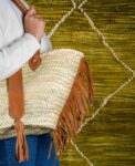 Straw Bag with Fringe and Leather Closure – Handmade Moroccan