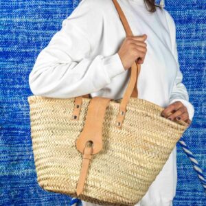 Wicker Locked Bag – Handmade Moroccan Straw Bag with Leather