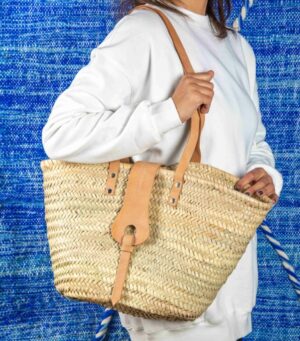 Wicker Locked Bag – Handmade Moroccan Straw Bag with Leather