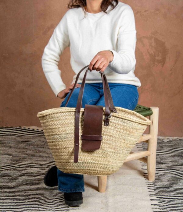 Miami Straw Bag – Handmade Palm Leaf Bag with Large Leather