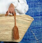 Tassel Basket – Handmade Moroccan Straw Basket with Natural